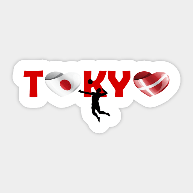 Sports games in Tokyo: Volleyball team from Denmark (DK) Sticker by ArtDesignDE